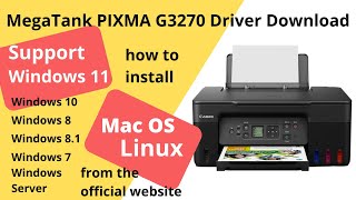 Canon MegaTank PIXMA G3270 Driver Download and Setup Windows 11 Windows 10 Mac 14 Mac 13 [upl. by Ailero465]