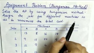 Lec29 Assignment Problem Hungarian Method  In Hindi  Operation Research [upl. by Mandeville]