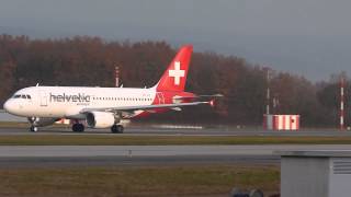 HD Helvetic Airways Airbus A319 take off at GenevaGVALSGG [upl. by Honeyman]