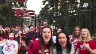 WSU Football Singing quotBack Homequot means a little more after a year apart for Cougar fans [upl. by Anahsit]