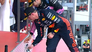 Max Verstappen Helps Ocon After Slipping on Podium [upl. by Ravid912]