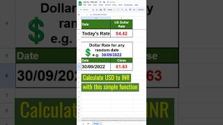 🔥 Automate💲USD to ₹ INR with this simple function excel tricks exceltricks exceltips learning [upl. by Mccallion]