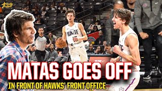 Matas Buzelis goes OFF With The Hawks Front Office Seating Court side 👀  Ignite vs Skyhawks [upl. by Keyser]