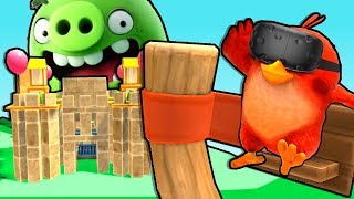 ANGRY BIRDS VR BUT THE PIGS BUILD A GIANT CASTLE  Angry Birds Isle of Pigs VR HTC Vive Gameplay [upl. by Ahsinek875]