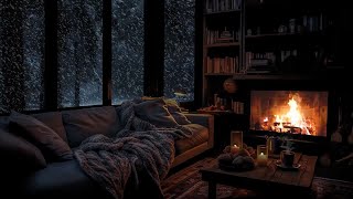 Overcome stress with a winter wonderland  Sleep relax with the sound of the fireplace  snow storm [upl. by Eydie]