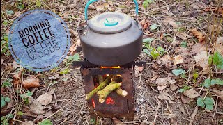 Morning coffee in the woods using my bushbox xl stove and oex kettle [upl. by Htebsil594]