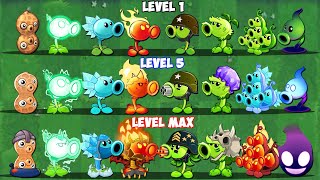 All PEA Plants LEVEL 1 x MAX LEVEL x M200 VS Team Gravestone  Pvz 2 Plant vs Plant [upl. by Ahsinwad]