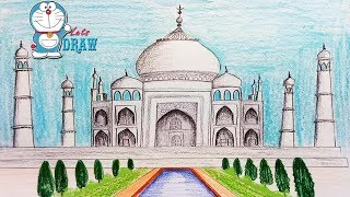 How to draw Taj Mahal step by step very easy [upl. by Nonez]