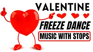 Valentines FREEZE Dance with STOPS musical statues [upl. by Nywg]