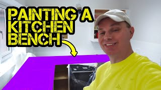 I PAINTED MY KITCHEN BENCHTOP S1E32A diy home homedecor tiles painting [upl. by Richy12]