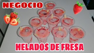 🍧 Como Hacer HELADOS de FRESA con LECHE CONDENSADA  🍧HELADOS DE FRESA CREMOSOSHELADO DE FRESA [upl. by Cyprian]