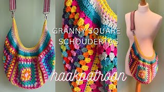 Een granny square schoudertas haken 🌸🌈🧶 [upl. by Hatokad]