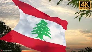 Lebanese Flag amp National Anthem 4K CC [upl. by Anitsua]