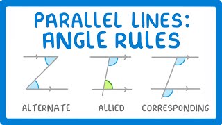 GCSE Maths  Alternate Corresponding and Allied Angles  Parallel Lines Angle Rules 117 [upl. by Ginevra]