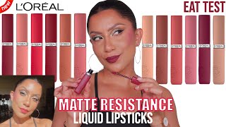 BRAND NEW  LOREAL INFALLIBLE LIP PAINTS REVIEW  ALL 14 SHADES [upl. by Assirod]