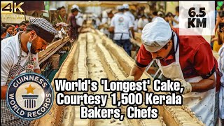 Worlds longest cake Indian bakers create new Guinness World record Thrissur Kerala India [upl. by Eenej762]