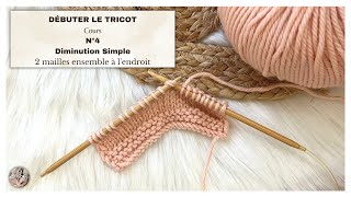 Cours N°4 DÉBUTER le Tricot🧶2 MAILLES ENSEMBLE À LENDROIT mailanec tutorial knitting begginers [upl. by Rafaelita]