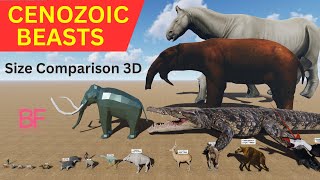 CENOZOIC BEASTS Size Comparison 3D  3D Comparison 2023 [upl. by Enelec376]