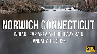 Yantic River at Indian Leap After Heavy Rain in Norwich Connecticut [upl. by Aikemat]