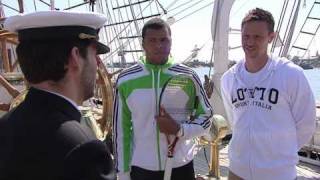 Soderling Tsonga Meet With Portuguese Navy Aboard The Sagres [upl. by Lepper]