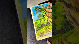 Ghibli Scence acrylic art gouachepalette gouachepainting arttutorials painting gouaches [upl. by Chang92]