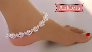 How to make Anklets পুতির পায়েল   Jewelry Making  Beaded Anklets  Reya Handicraft [upl. by Alael507]