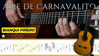 AIRE DE CARNAVALITO Danza norteña 🎸 G Bianqui Piñero  Tutorial para Guitarra Clásica  TABS [upl. by Anees]