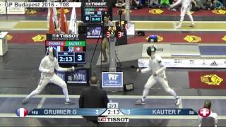 FE M E Individual Budapest GP 2016 T08 03 blue GRUMIER FRA vs KAUTER SUI [upl. by Aronaele371]