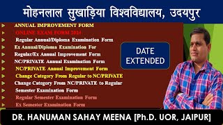 MLSU Udaipur Exam Form 202324 date extended I AnnualImprovementChange Category I [upl. by Michaella772]