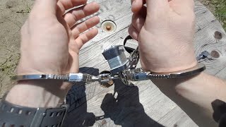 DOUBLE LOCKED HANDCUFFED AND PADLOCK ESCAPE WITH PAPERCLIP randomjimgiveaway handcuffs escape [upl. by Enicar]