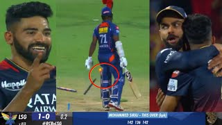 Virat Kohli Shocked when Siraj bowling Mayers and breaks stump on Fastest ball 158kmh in RCB VS LSG [upl. by Thomson]