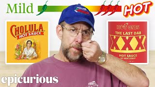 Pepper X Creator Ed Currie Tries 32 Hot Sauces  Epicurious [upl. by Landes]