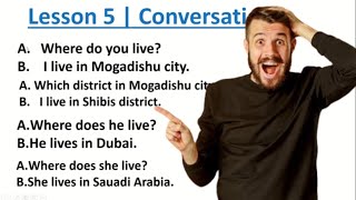 Barashada Luuqadda Englishka  Lesson 5  Conversation  LEARNING ENGLISH LANGUAGE [upl. by Meridith]