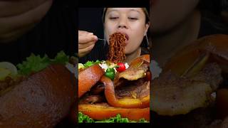 Black bean noodles and pork mukbang porkeatingchallenge pork eatingasmr porkbelly eating [upl. by Mickie]