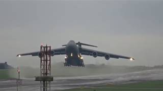 2017 09 C5 Galaxy departing Prestwick 4k [upl. by Cowden]