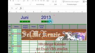 100jährigen Kalender mit Excel VBA erstellen [upl. by Leterg]