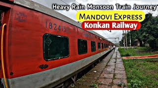 Mandovi Express Foodie Train Journey Mumbai To Goa Konkan Railway Extreme Monsoon Journey😨😱 [upl. by Charbonneau]