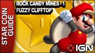 New Super Mario Bros U 3 Star Coin Walkthrough  Rock Candy Mines1 Fuzzy Clifftop [upl. by Avon]