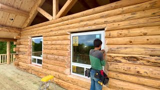 Ozark Mountains Missouri Meadowlark Log Home WINDOWS INSTALL EPISODE 7 [upl. by Jayne]