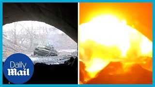 Ukrainian soldiers dodge explosion and artillery fire in terrifying POV footage from Bakhmut [upl. by Alverson]