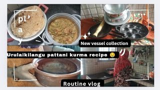 Urulaikilangu pattani kurma recipe 🤤 New vesselcollection seasoning clay potTalesofshaju7 [upl. by Micheline]