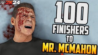 100 Finishers to Vince McMahon in WWE 2K24 [upl. by Ulick]