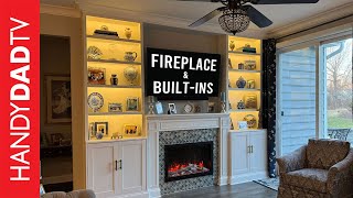 Custom Fireplace with Builtins from Stock Cabinets [upl. by Esorylime]