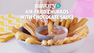 How to Make AirFried Churros with Chocolate Sauce  SavoryOnline [upl. by Yakcm]