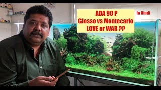 HOW Glosso Vs Montecarlo Carpet Plants growing in ADA90P Planted Aquarium  Growing Aquarium Plants [upl. by Ul]