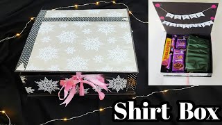 How to make hamper box at home  Handmade birthday gift ideas  Shirt box tutorial  Farzana [upl. by Poore134]