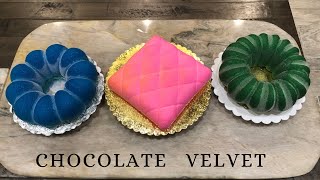 How to Spraying Chocolate Velvet on Frozen Cake [upl. by Etna]