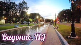 Evening walk in Bayonne New Jersey USA  34th Street light rail station to Stephen R Gregg Park [upl. by Hellene239]