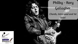 Philby  Rory Gallagher GUITAR LESSON How to play Chords Intro Lead amp 1st SOLO Blues Guitar [upl. by Wynny]