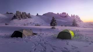 HIKING AND WINTER CAMPING in 10°C 13°F  Backpacking in the Snow ASMR [upl. by Marilin750]